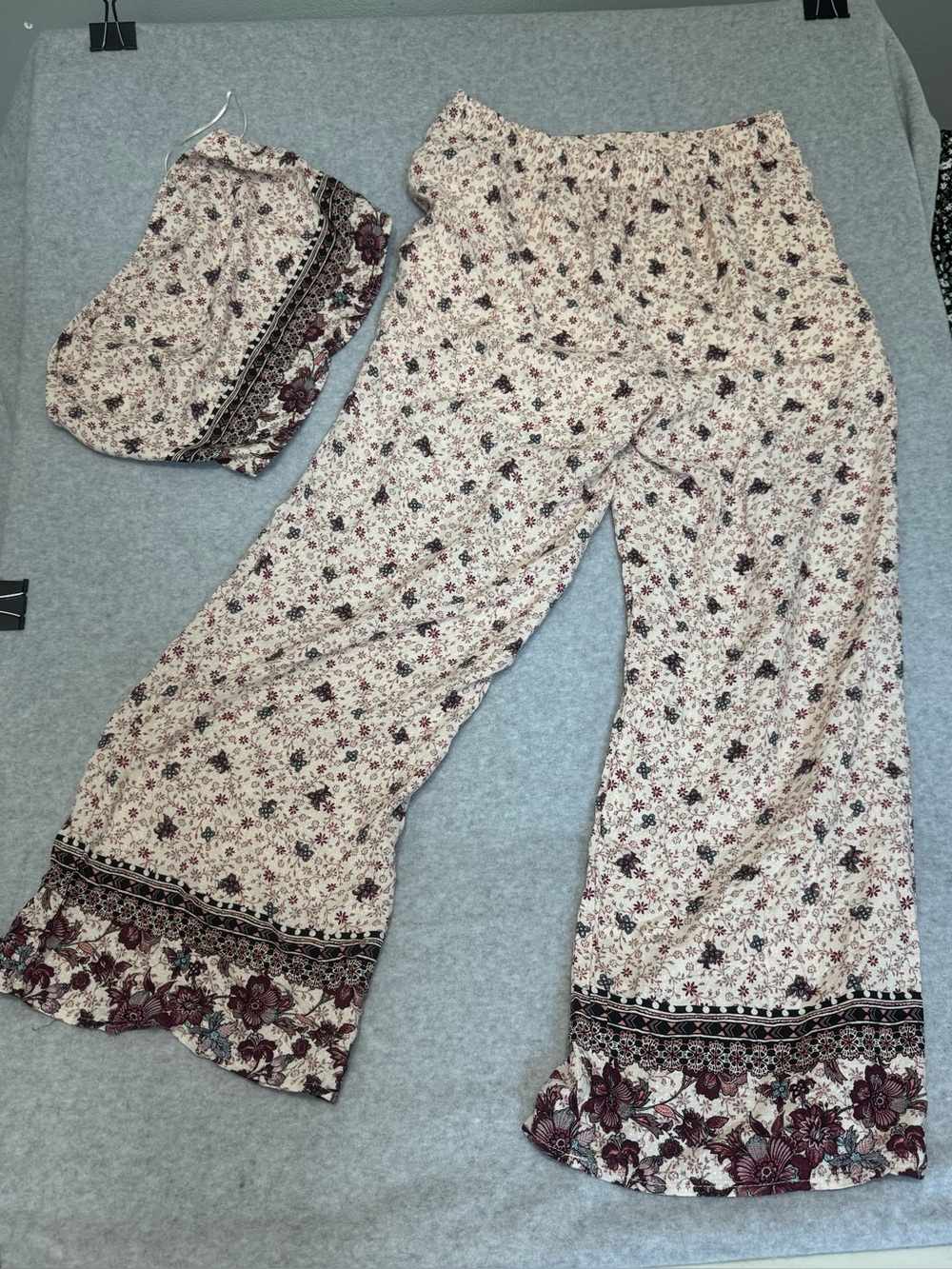 Paper Crane Boho floral Two Piece Set wide leg High Waisted Summer Vibe Large